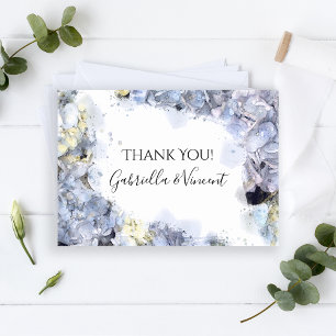 Blue Hydrangeas Watercolor Wedding Thank You Note Card
