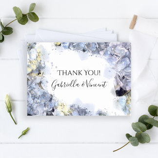 Blue Hydrangeas Watercolor Wedding Thank You Note Card