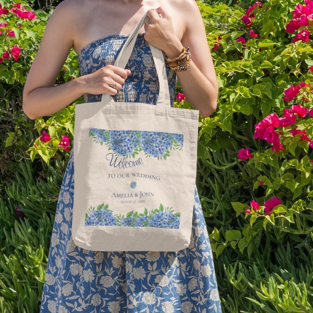 Blue Hydrangeas Watercolor Wedding Welcome Bag (Creator Uploaded)