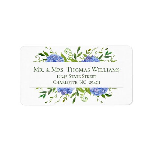 Blue Hydrangeas Wedding Address Label