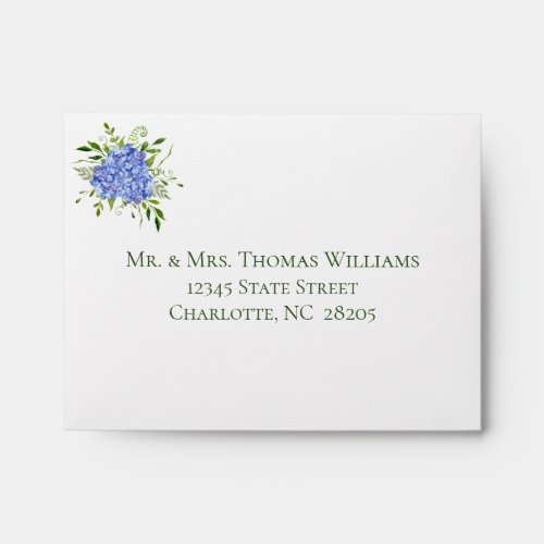 Blue Hydrangeas Wedding Envelope