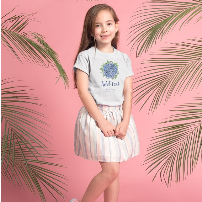 Blue Hydrangeas Wedding Flower Girl  T-Shirt (Creator Uploaded)
