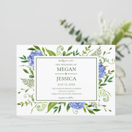 Blue Hydrangeas Wedding Invitation | Zazzle