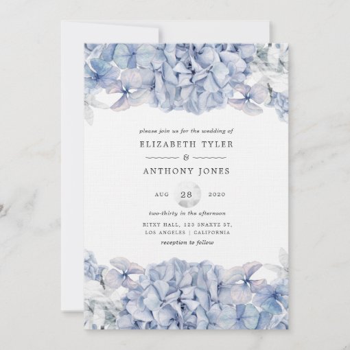 Blue Hydrangeas Wedding Invitation Zazzle