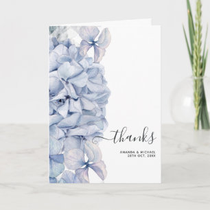Blue Hydrangeas Wedding Letterpress Thank You Card