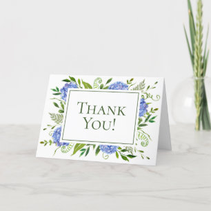 Blue Hydrangeas Wedding Letterpress Thank You Card
