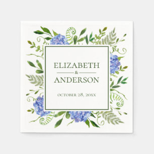 Blue Hydrangeas Wedding Napkins