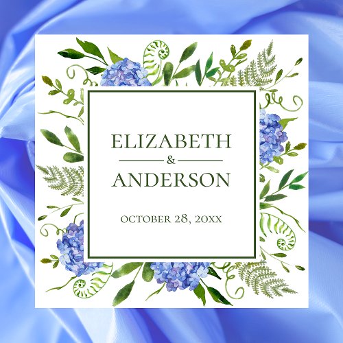 Blue Hydrangeas Wedding Napkins