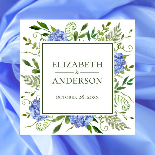 Blue Hydrangeas Wedding Napkins