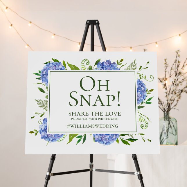 Blue Hydrangeas Wedding Oh Snap Foam Board (In Situ (Stand))