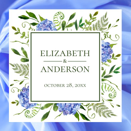 Blue Hydrangeas Wedding Paper Dinner Napkins