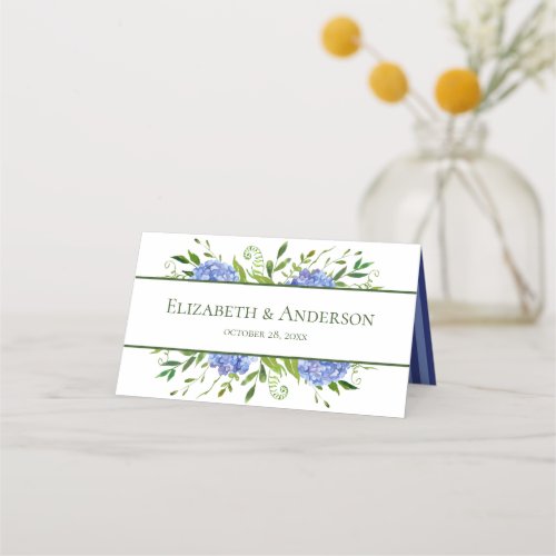 Blue Hydrangeas Wedding Place Card