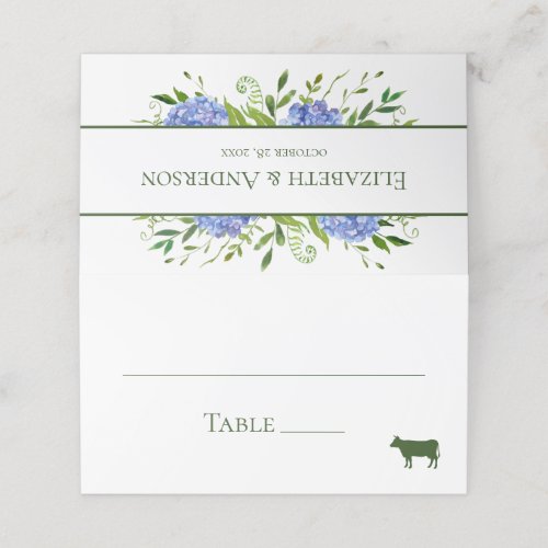 Blue Hydrangeas Wedding Place Card