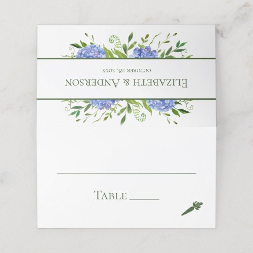 Blue Hydrangeas Wedding Place Card