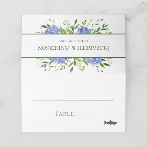 Blue Hydrangeas Wedding Place Card