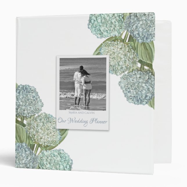 Blue Hydrangeas Wedding Planner 1.5" Binder (Front/Inside)