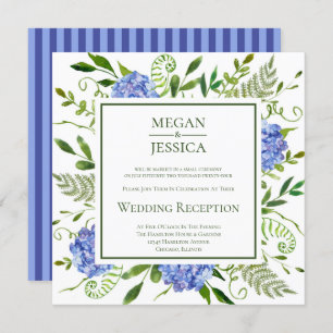 Blue Hydrangeas Wedding Reception Invitation