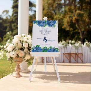 Blue Hydrangeas Wedding Rehearsal Dinner Foam Board