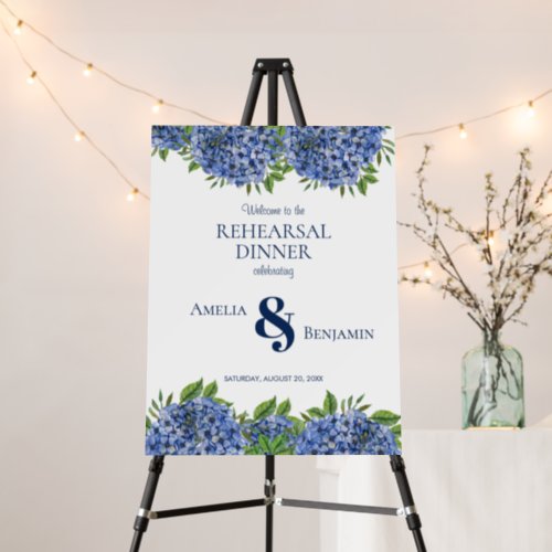 Blue Hydrangeas Wedding Rehearsal Dinner  Foam Board