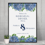 Blue Hydrangeas Wedding Rehearsal Dinner Sign<br><div class="desc">Blue Hydrangeas Wedding Rehearsal Dinner Sign is a beautiful watercolor with blue hydrangeas and greenery. Perfect for a Spring / Summer wedding. You can personalize by selecting "Personalize this template" or if you want to customize this design even further, please select "Edit using Design tool". If you need matching items,...</div>