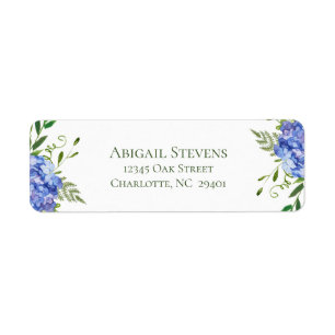 Blue Hydrangeas Wedding Return Address Label
