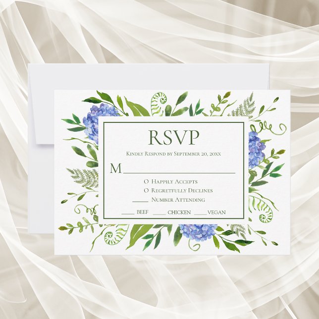 Blue Hydrangeas Wedding RSVP Card (Creator Uploaded)