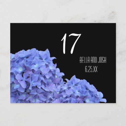 Blue Hydrangeas Wedding Table Card Postcard