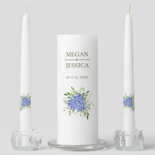 Blue Hydrangeas Wedding Unity Candle Set
