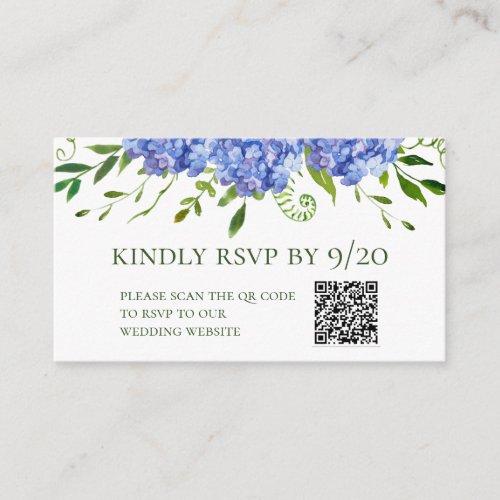 Blue Hydrangeas Wedding Website RSVP Enclosure Card