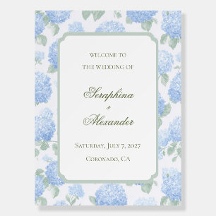 Blue Hydrangeas Wedding Welcome Sign
