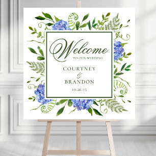 Blue Hydrangeas Wedding Welcome Sign