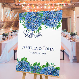 Blue Hydrangeas Welcome Sign Wedding