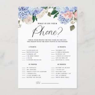 Blue Hydrangeas What's On Your Phone Game Card