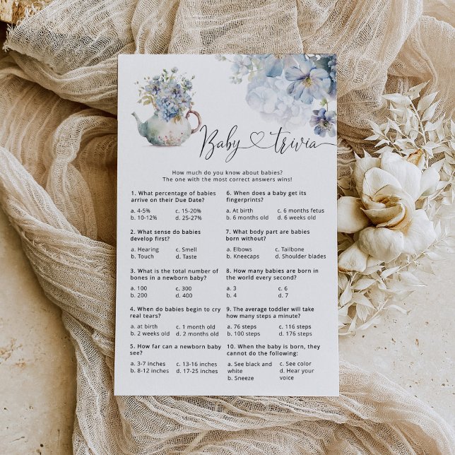 Blue Hydrangeas wildflowers baby trivia game (Creator Uploaded)