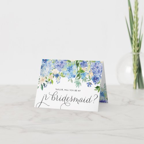 Blue Hydrangeas Will You Be My Junior Bridesmaid Card