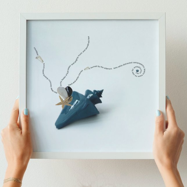 Blue hygge beach decor ocean theme poem coastal (Blue hygge beach decor ocean theme poem coastal wall art square poster)