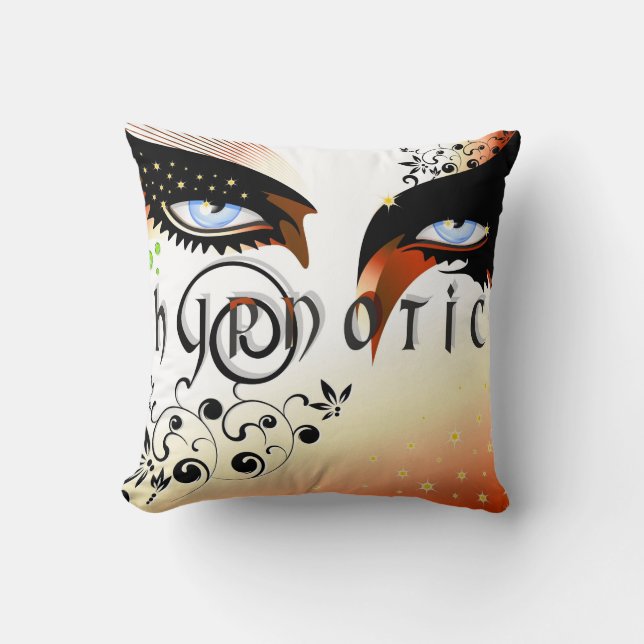 Blue Hypnotic Eyes Make Up Throw Pillow (Front)