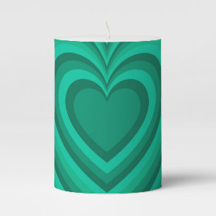 Blue Hypnotic Heart Love Pattern Pillar Candle