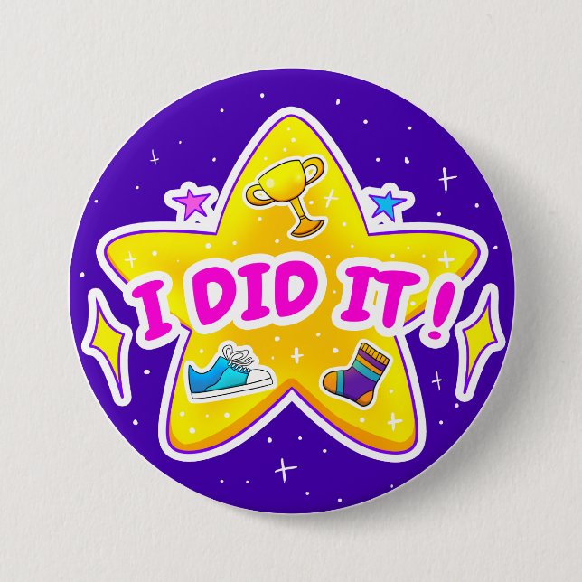 Blue I Did It Badge 3" Button (Front)