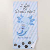 Blue 'I Like the Beach Alotl’ Boba Tea Axolotl