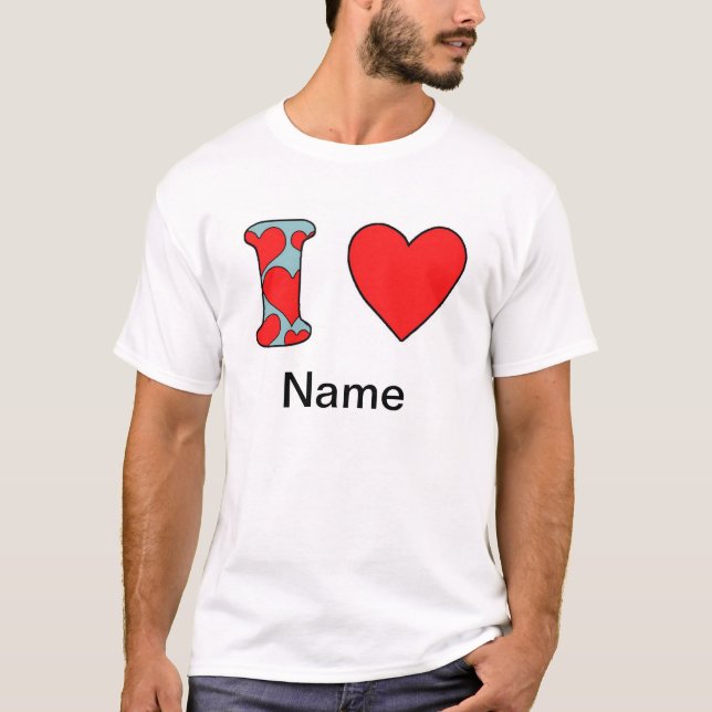 blue i love customized T-Shirt (Front)