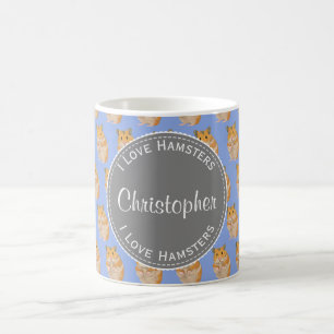 Blue I love Hamsters Hamster Pattern Coffee Mug