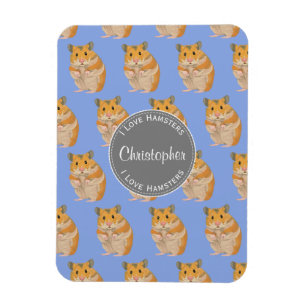 Blue I love Hamsters Hamster Pattern Magnet