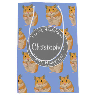Blue I love Hamsters Hamster Pattern Medium Gift Bag