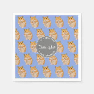 Blue I love Hamsters Hamster Pattern Napkins