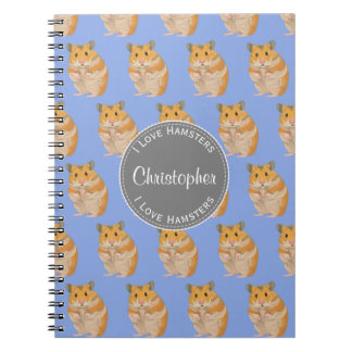 Blue I love Hamsters Hamster Pattern Notebook