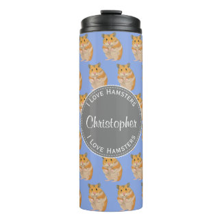 Blue I love Hamsters Hamster Pattern Thermal Tumbler