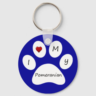 Blue I Love My Pomeranian Key Chain