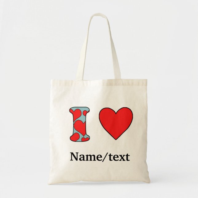 Blue I love Tote Bag (Front)