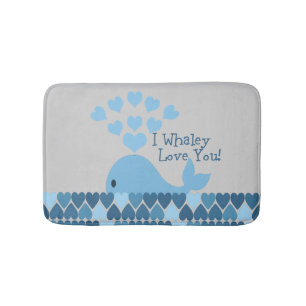 Blue I Whaley Love You! Bathroom Mat
